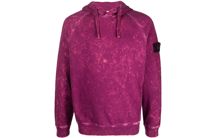 Stone Island FW21 Acid Wash Compass Logo Hoodie Pink Mens 751561338-V0045