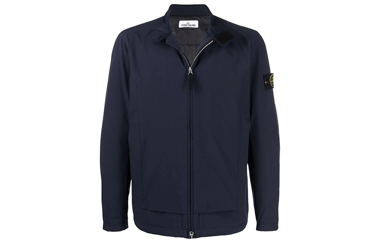 Stone Island FW21 Appliqué Shirt-Style Jacket Blue for Men 751541527-V0020