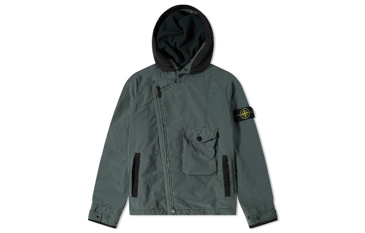 Stone Island FW21 Asymmetrical Zipper Waterproof Jacket Green Men’s 751541231-V0055