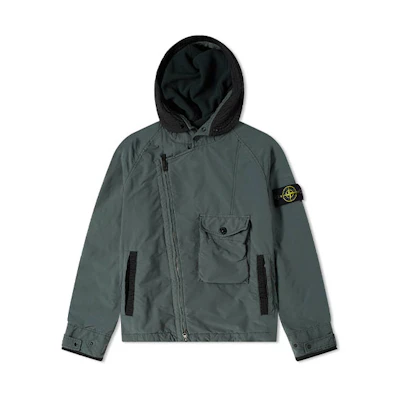 Stone Island FW21 Asymmetrical Zipper Waterproof Jacket Green Men’s 751541231-V0055