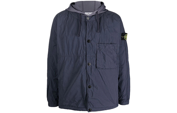 Stone Island FW21 Badge Hoodie Jacket Navy Blue 751510403-V0020