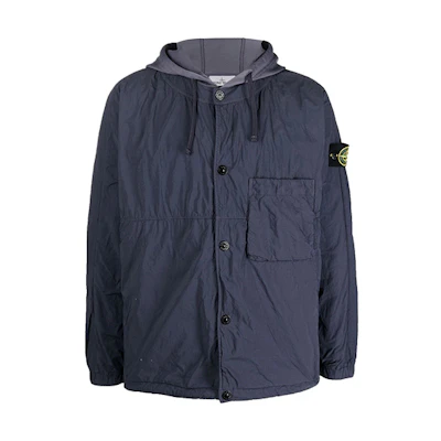 Stone Island FW21 Badge Hoodie Jacket Navy Blue 751510403-V0020