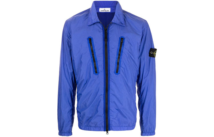 Stone Island FW21 Badge Logo Athletic Fit Casual Jacket Men Blue 751510523-V0043