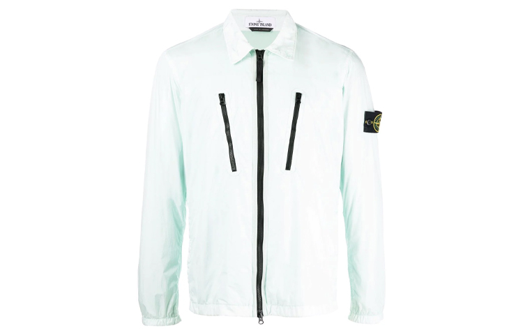 Stone Island FW21 Badge Zip Jacket Blue 751510523-V0052