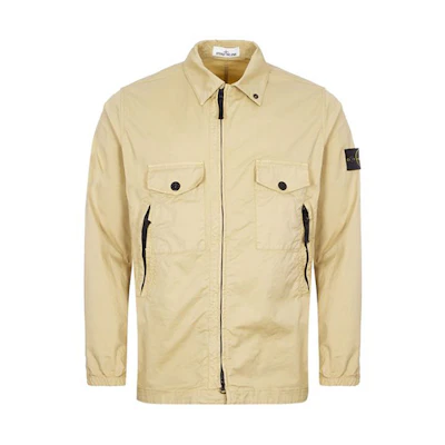 Stone Island FW21 Beige Logo Patch Utility Work Jacket for Men 751510610-V0091