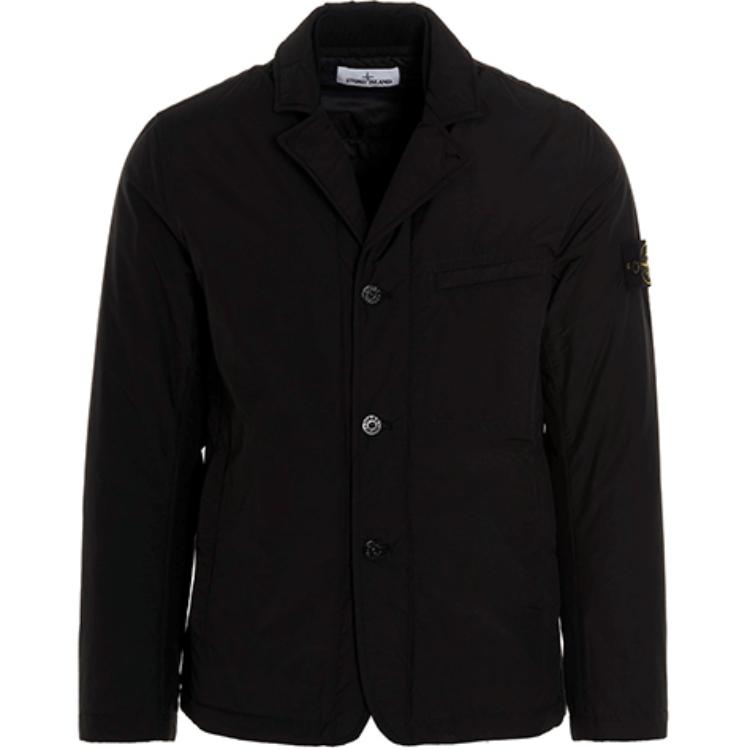 Stone Island FW21 Black Logo Patch Jacket for Men 7515A0125-V0029