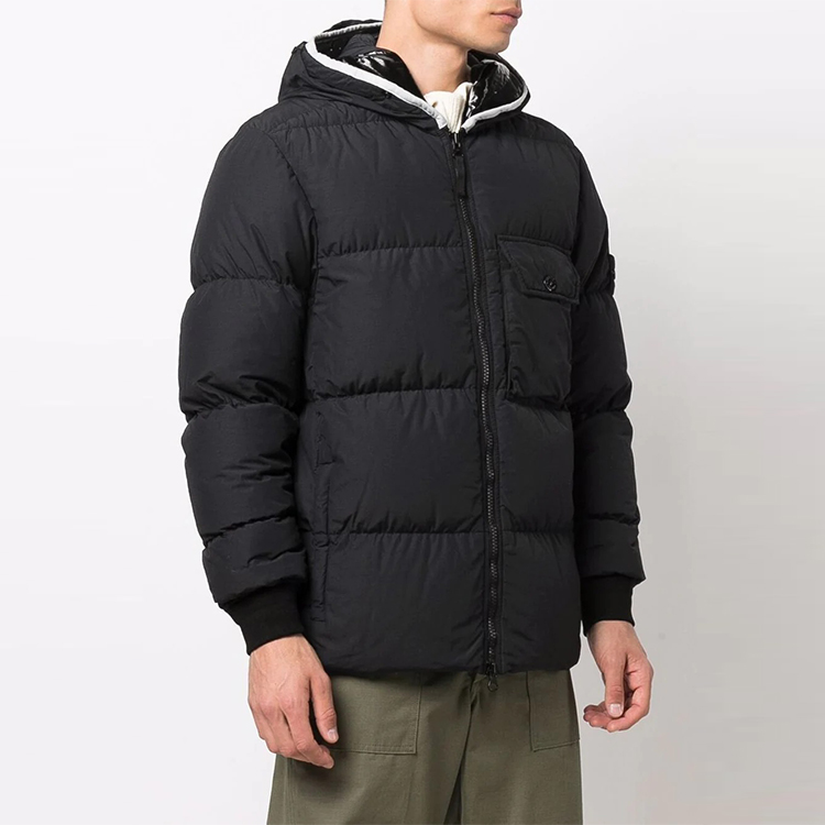 Stone Island FW21 Black Logo Puffer Jacket with Hood Unisex 751543432-V0029 圖 5