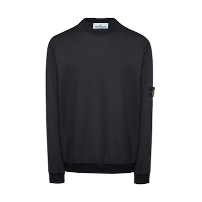 Stone Island FW21 Black Long Sleeve Sweatshirt with Sleeve Logo for Men 751563547-V0029