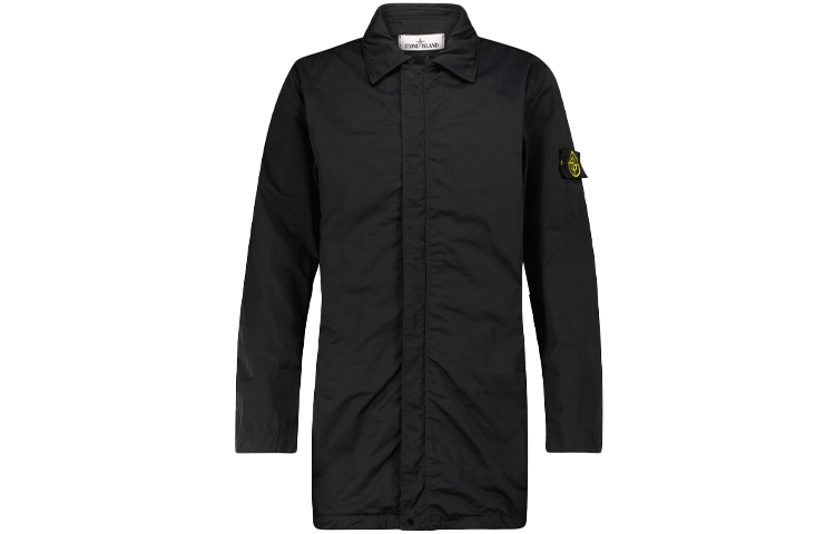Stone Island FW21 Black Mid-Length Zip Logo Jacket Long Sleeve P00527408-V0029