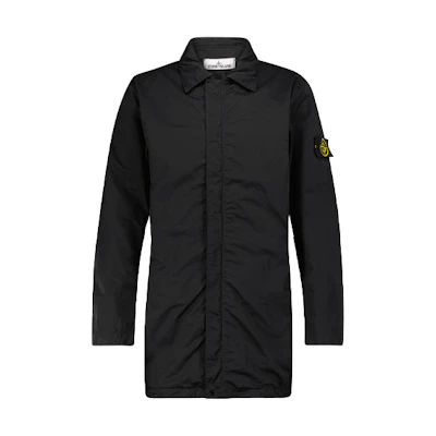 Stone Island FW21 Black Mid-Length Zip Logo Jacket Long Sleeve P00527408-V0029
