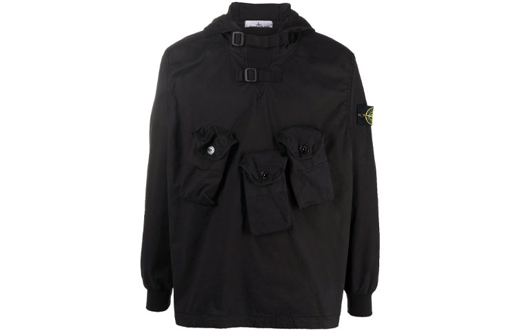 Stone Island FW21 Black Multi-Pocket Hooded Jacket for Men 751510110-V0029