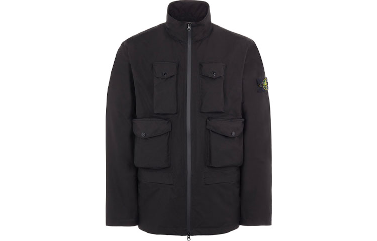 Stone Island FW21 Black Ripstop Multi-Pocket Collared Jacket Menswear 751540430-V0029