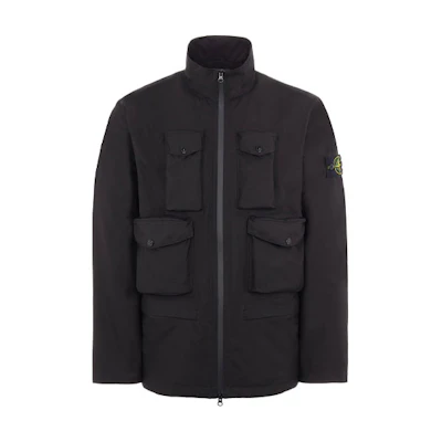Stone Island FW21 Black Ripstop Multi-Pocket Collared Jacket Menswear 751540430-V0029