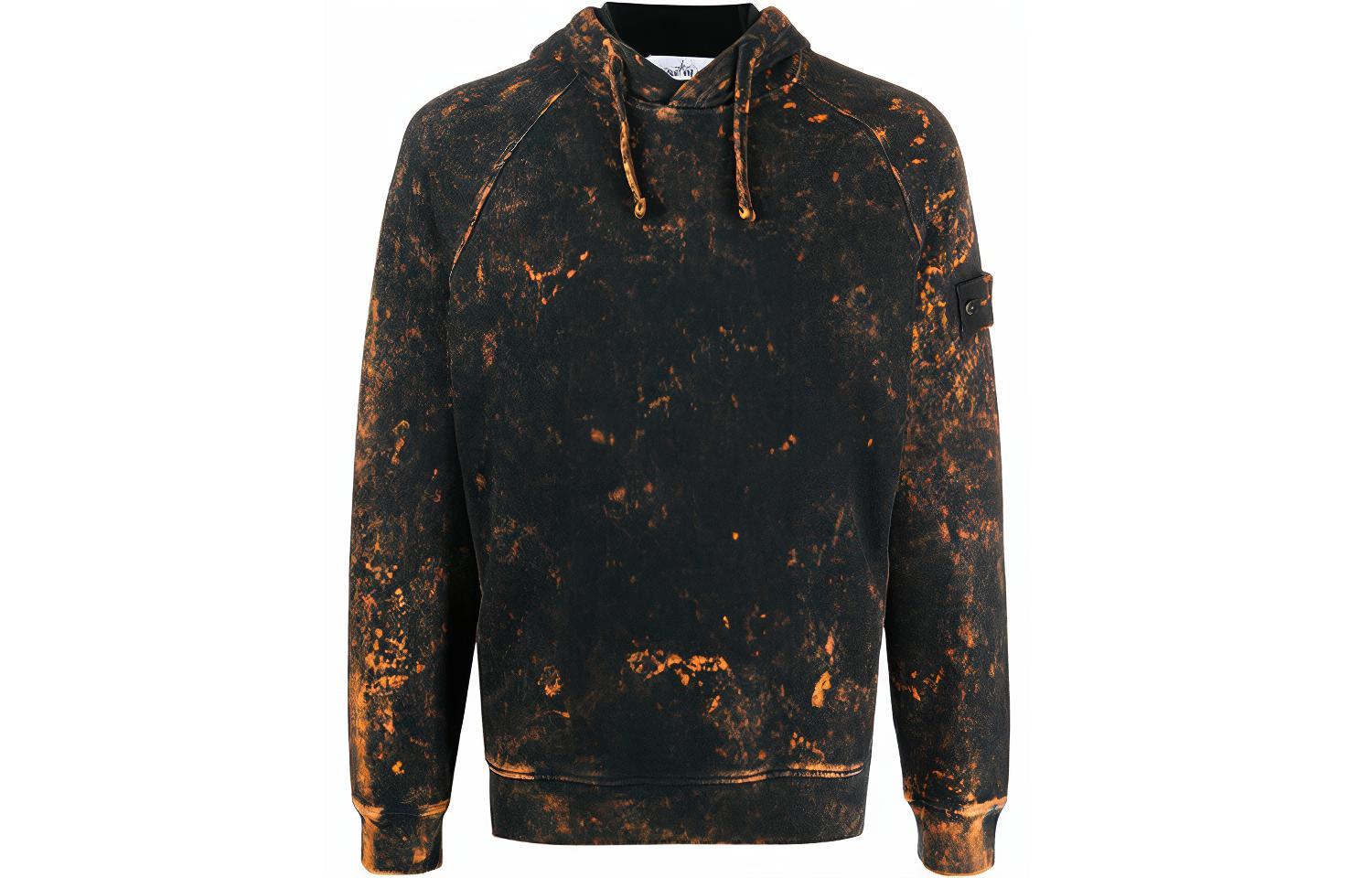Stone Island FW21 Black Tie-Dye Pullover Hoodie with Drawstring - 751561338-V0032