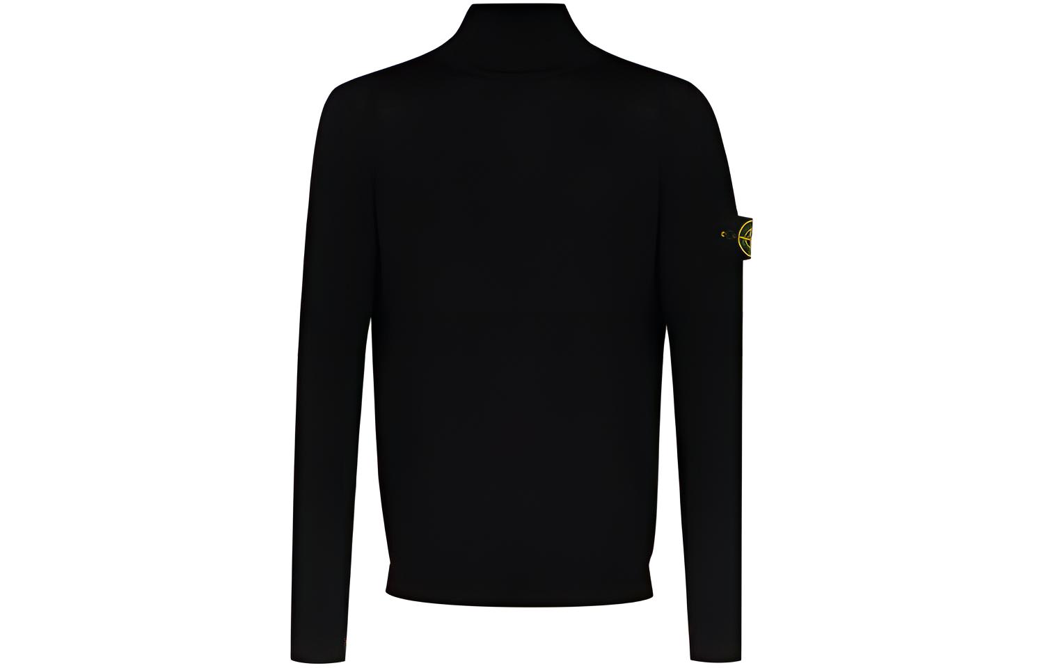 Stone Island FW21 Black Wool Pullover Sweater for Men. 7515527C4-V0029