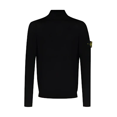 Stone Island FW21 Black Wool Pullover Sweater for Men. 7515527C4-V0029