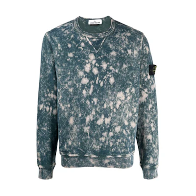 Stone Island FW21 Blue-Grey Crewneck Sweatshirt with Sleeve Logo Patch 751561538-V0020