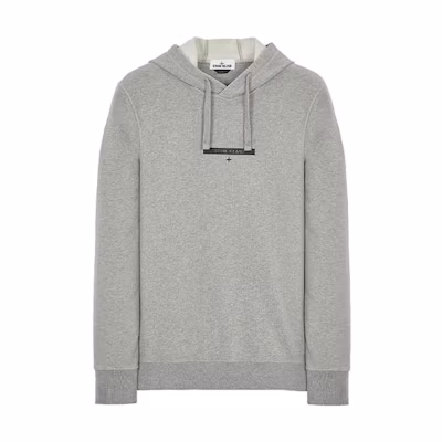 STONE ISLAND FW21 Brushed Fleece Printed Hoodie for Men in Gray. 751565685-V0M64