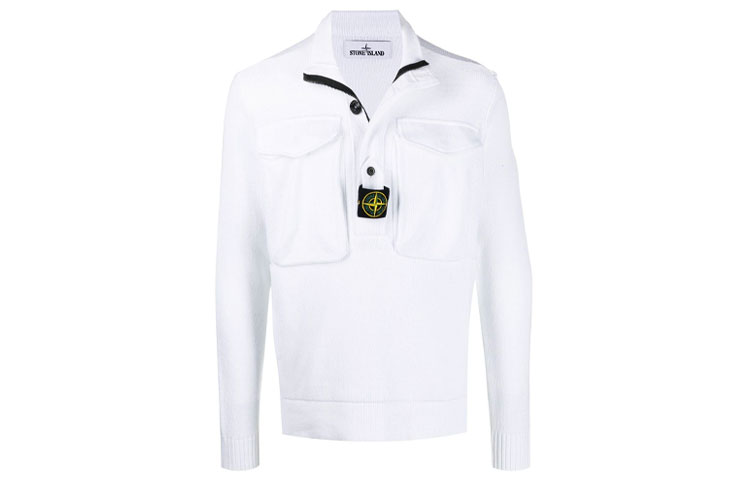 Stone Island FW21 Button-Up Collar Long Sleeve Sweatshirt White Unisex 7415542D4-V0001