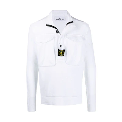 Stone Island FW21 Button-Up Collar Long Sleeve Sweatshirt White Unisex 7415542D4-V0001