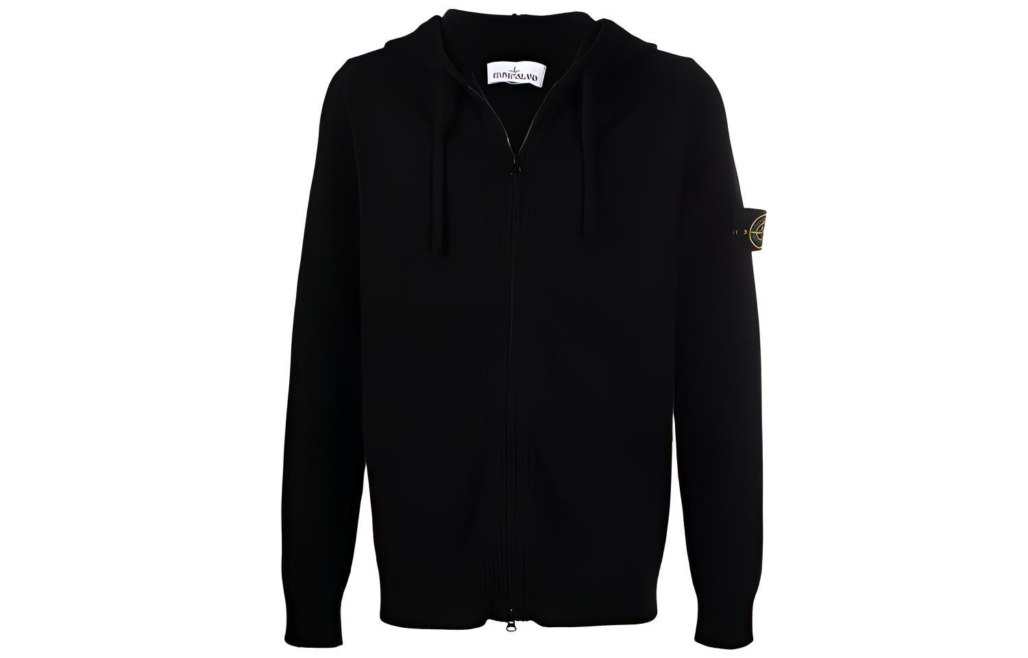 Stone Island FW21 Compass Badge Zip-Up Hoodie Jacket Men’s Black 7515546A3-V0029