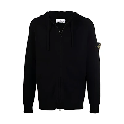 Stone Island FW21 Compass Badge Zip-Up Hoodie Jacket Men’s Black 7515546A3-V0029
