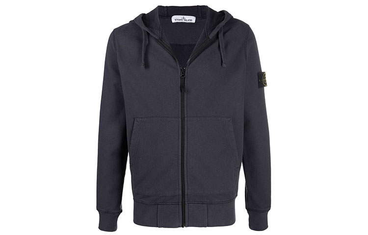 Stone Island FW21 Compass Logo Badge Zip-Up Sweatshirt Grey Menswear 751564220-V0026