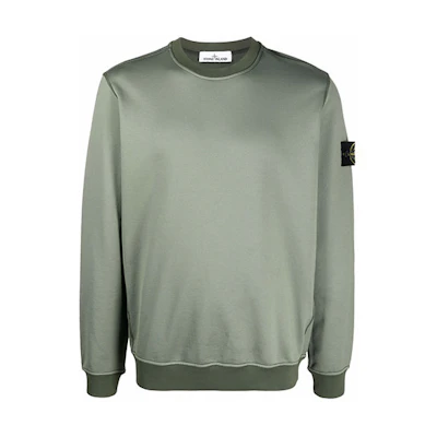 Stone Island FW21 Compass Logo Crewneck Sweatshirt Green Mens 751563547-V0055