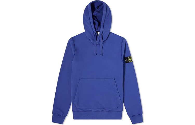 Stone Island FW21 Compass Patch Cotton Logo Hoodie Blue 751564120-V0043
