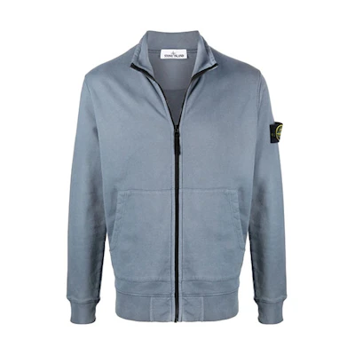 Stone Island FW21 Compass Patch Zip-Up Sweatshirt Jacket Blue 751566120-V0046