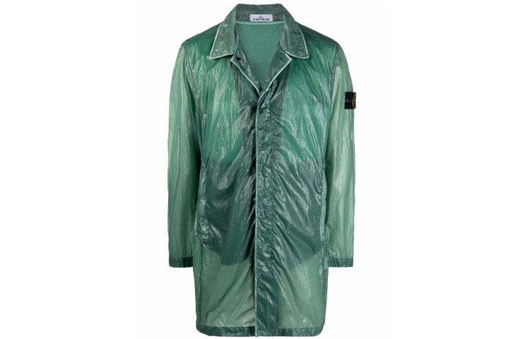 Stone Island FW21 Crinkle Effect Lightweight Jacket Green 741570534-V0057