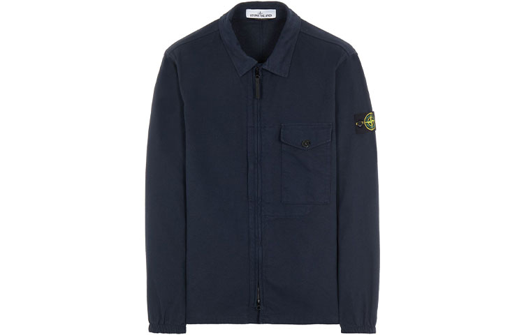 STONE ISLAND FW21 Dark Night Blue Casual Logo Pocket Collar Jacket Men 751510704-V0020