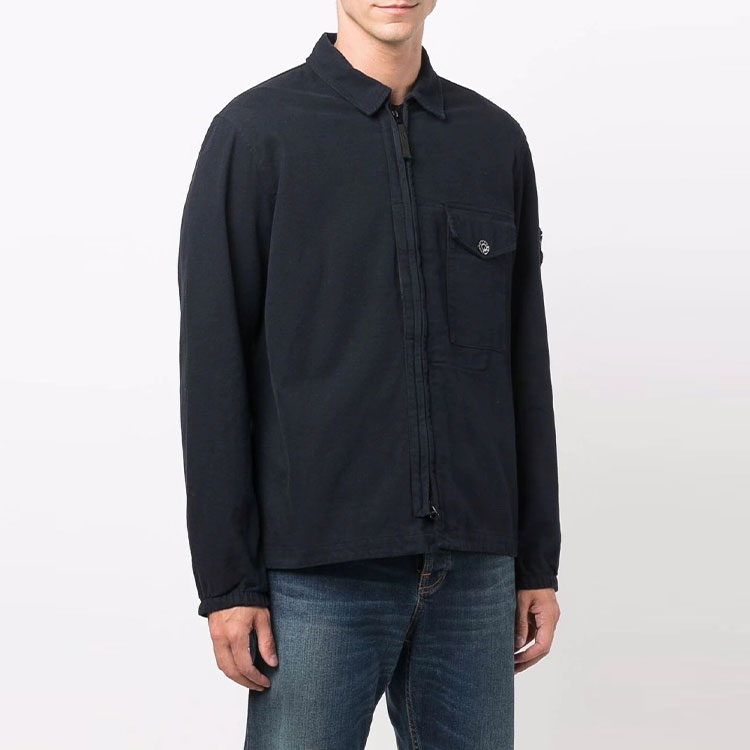 STONE ISLAND FW21 Dark Night Blue Casual Logo Pocket Collar Jacket Men 751510704-V0020 圖 5