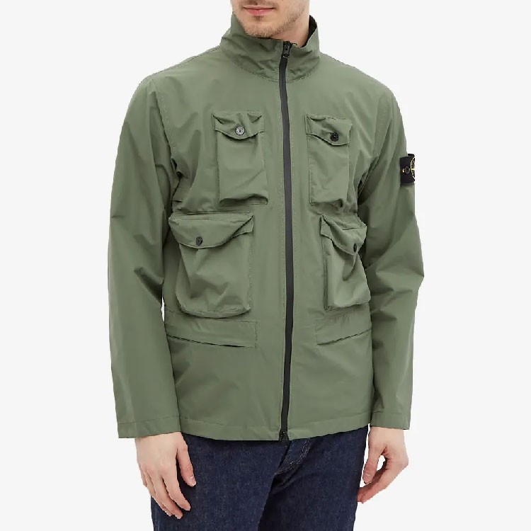 Shop STONE ISLAND FW21 GORE-TEX Green Ripstop Packable Jacket 751540430-V0055