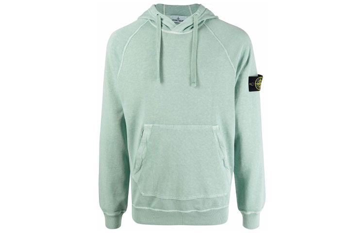 Stone Island FW21 Green Hooded Sweatshirt with Patch Logo 741563860-V0152