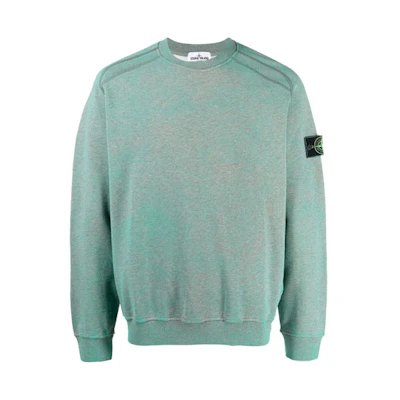 Stone Island FW21 Green Logo Patch Crewneck Pullover Sweatshirt Men 741562290-V1M44