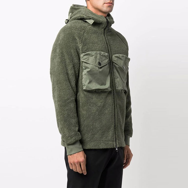 Purchase STONE ISLAND FW21 Chaqueta con Capucha Sherpa Verde Logo Parche Hombre 751560134-V0055