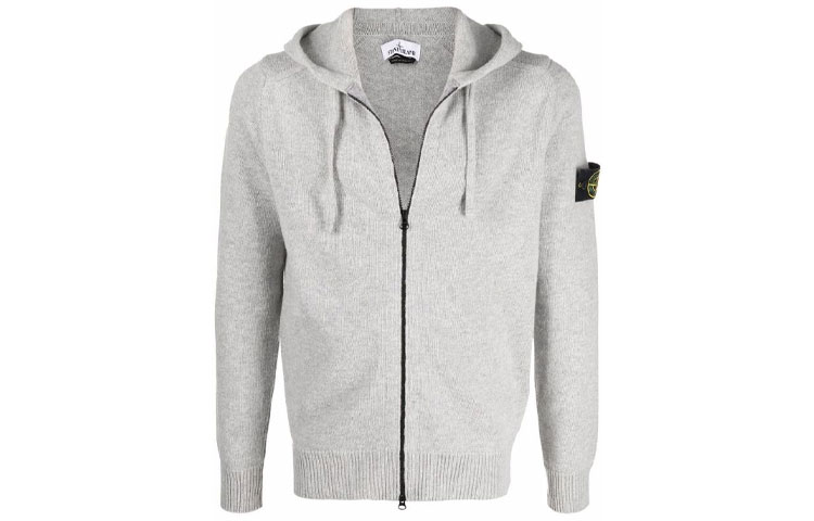 Stone Island FW21 Grey Patch Logo Sweatshirt Jacket 7515546A3-V0061