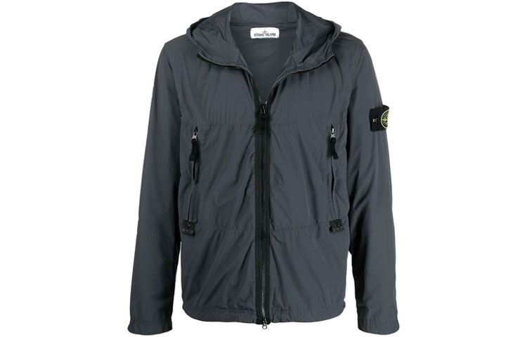 Stone Island FW21 Grey Solid Logo Patch Hoodie Jacket Men 741540131-V0065