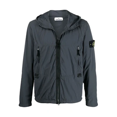 Stone Island FW21 Grey Solid Logo Patch Hoodie Jacket Men 741540131-V0065
