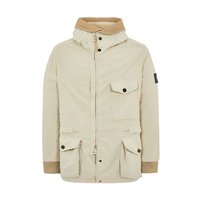 Stone Island FW21 Ivory Multi-Pocket Logo Hoodie Jacket 751541131-V0091