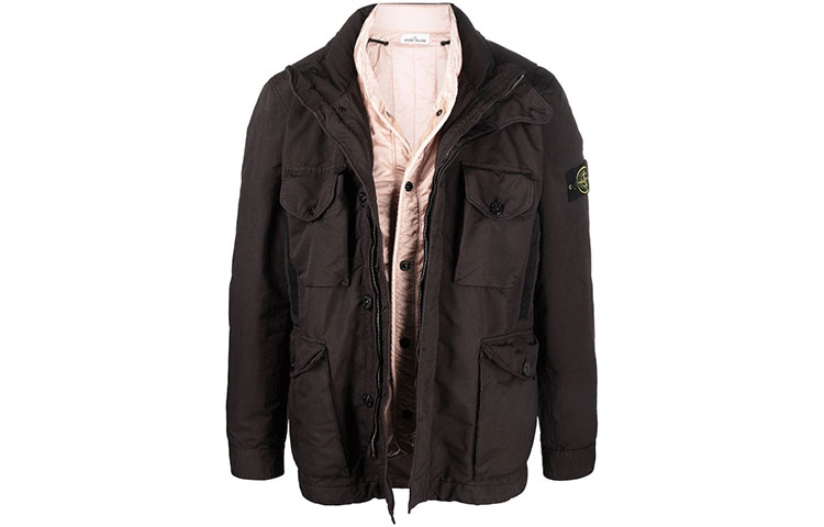 Stone Island FW21 Layered Compass Patch Jacket Brown 751541849-V0070
