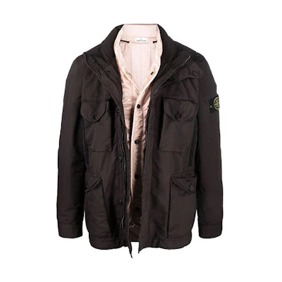 Stone Island FW21 Layered Compass Patch Jacket Brown 751541849-V0070