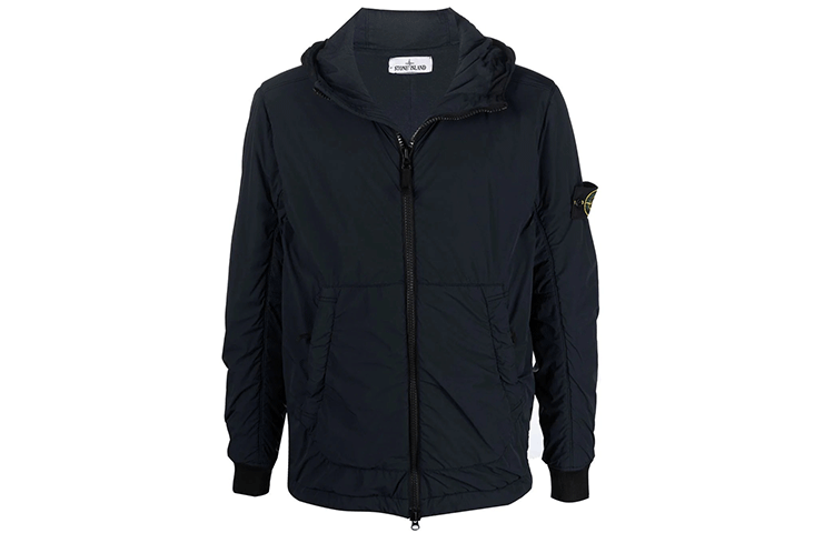 Stone Island FW21 Logo Badge Zip Long Sleeve Jacket Navy Blue 751541928-V0020