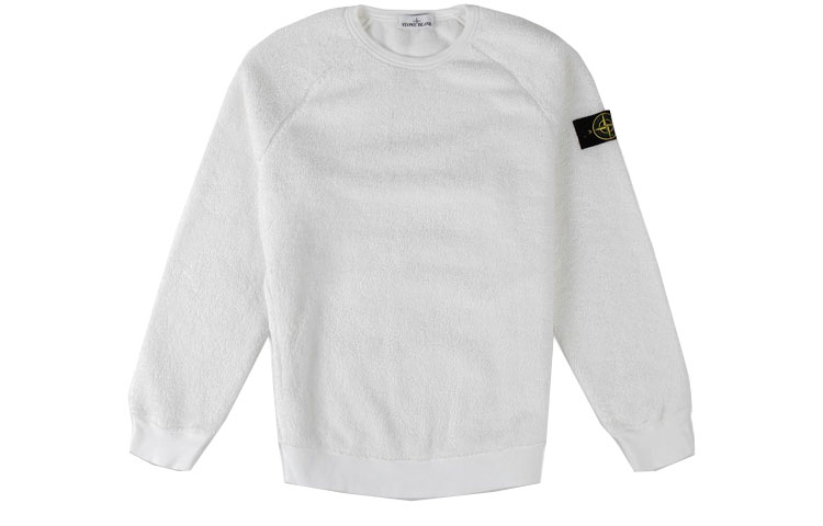 Stone Island FW21 Logo Embroidered Crewneck Fleece Sweatshirt White 751560234-V0001