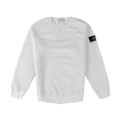 Stone Island FW21 Logo Embroidered Crewneck Fleece Sweatshirt White 751560234-V0001
