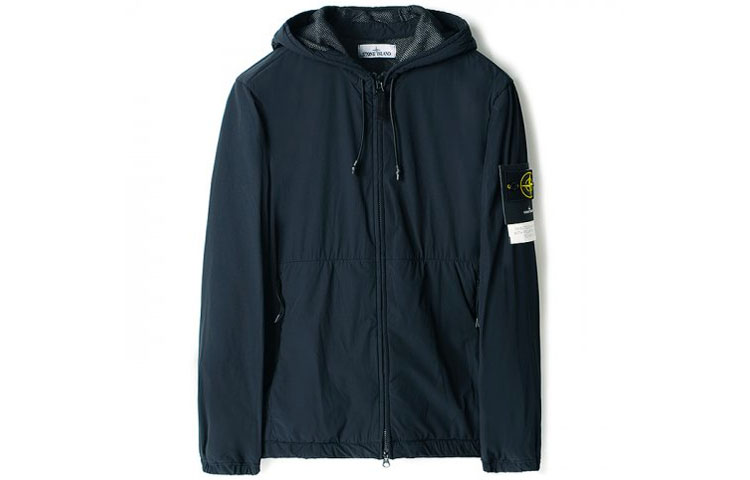 Stone Island FW21 Logo Long-Sleeve Drawstring Hoodie Jacket Navy - 741542731-V0020