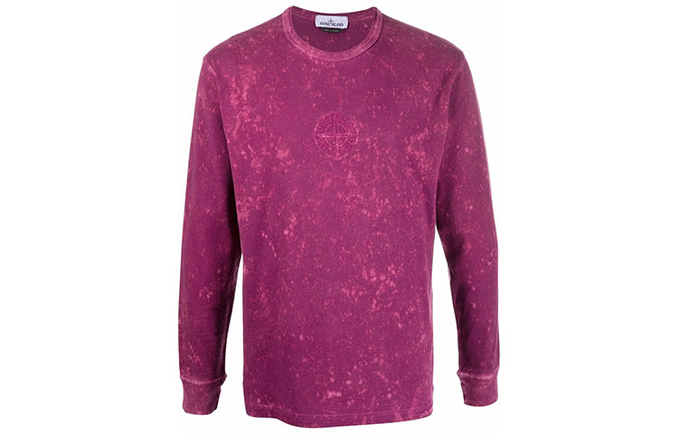 Stone Island FW21 Logo Paint Effect Pullover Sweatshirt Purple - 751520245-V0045