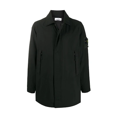 Stone Island FW21 Logo Patch Black Mid-Length Single-Breasted Jacket 731541727-V0029