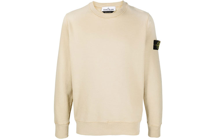 Stone Island FW21 Logo Patch Crewneck Sweatshirt Pale Yellow 751563020-V0091